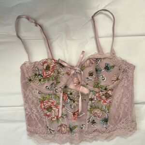 Floral Embroidered Lace Bralette - Pink
